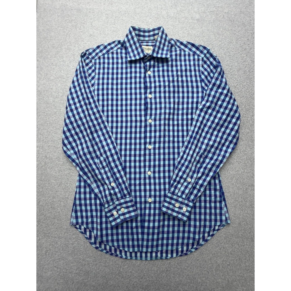 Gitman Bros Shirt Mens Small Blue Check Long Sleeve Button Cotton USA Casual